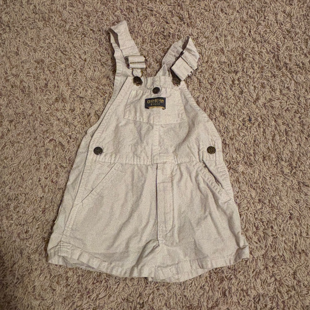 OshKosh B'gosh Cream Ruffle-Strap Overall Dress